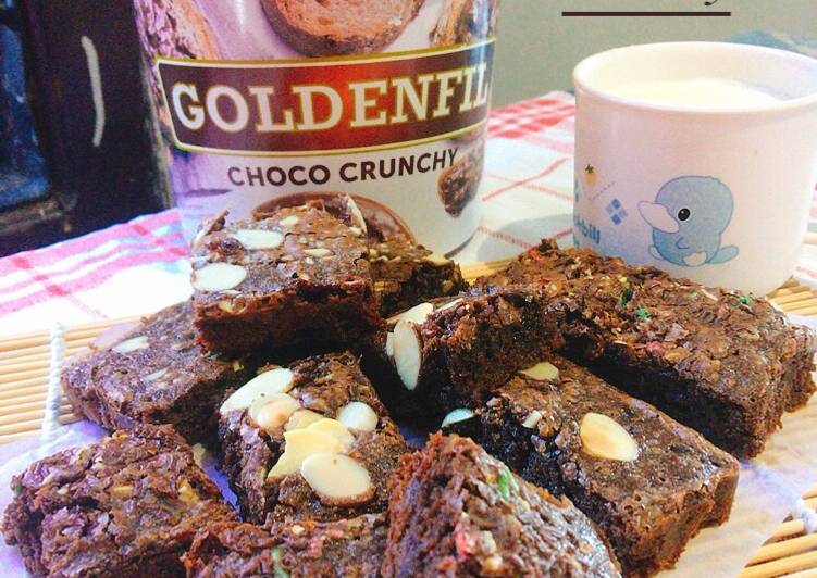 Resep Chewy Brownies With Choco Crunchy Wajib Dicoba Dan Langkah Memasak