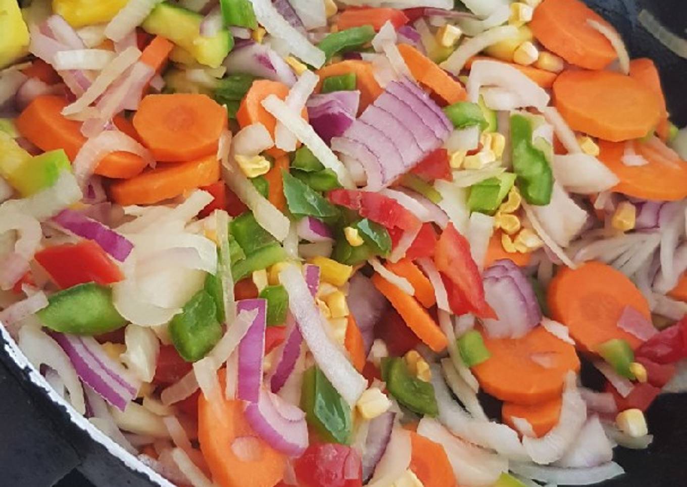 Wok verduras con camarones