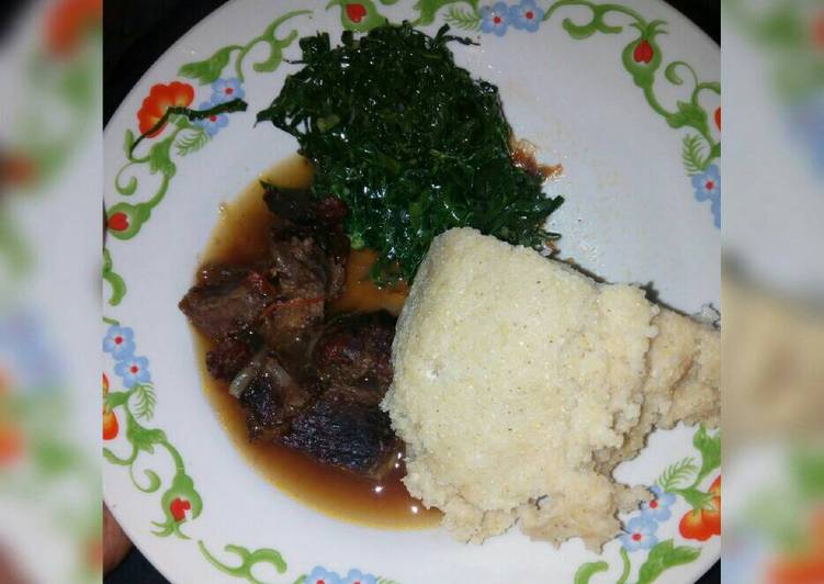 Recipe of Homemade Ugali,beef, veges