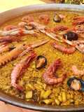 Paella de gambas rojas y sepia sucia