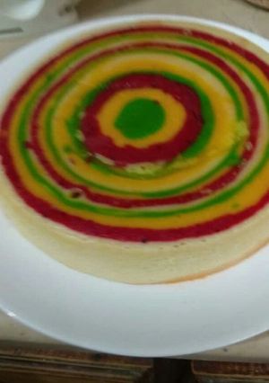 A picture of Rainbow cake.