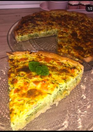 Une photo de Tarte aux courgettes/saumon