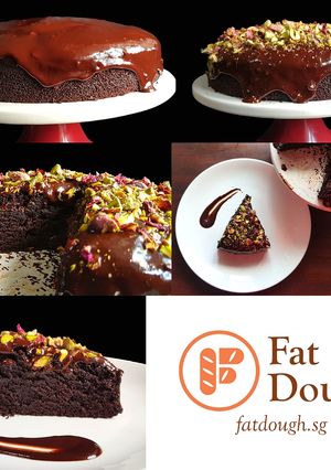 A picture of Nigella Lawson's Dark & Sumptuous Chocolate Cake.