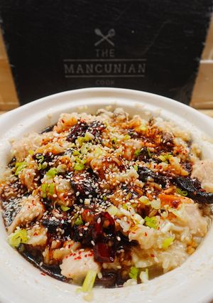 A picture of Chicken and Mushroom Claypot.