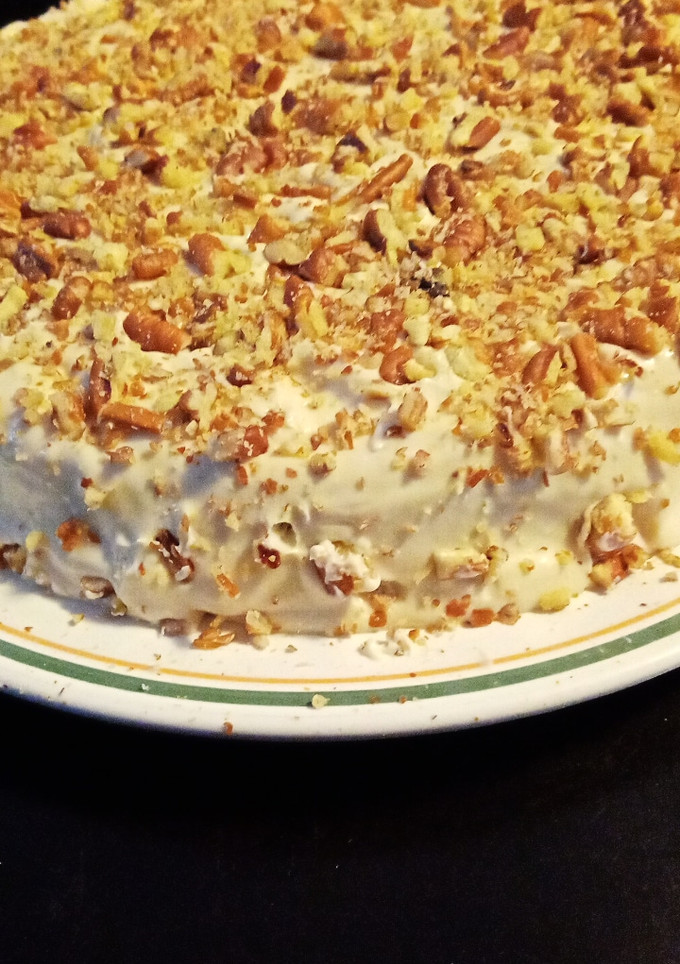 A picture of Carrot Cake with Cream Cheese Frosting.
