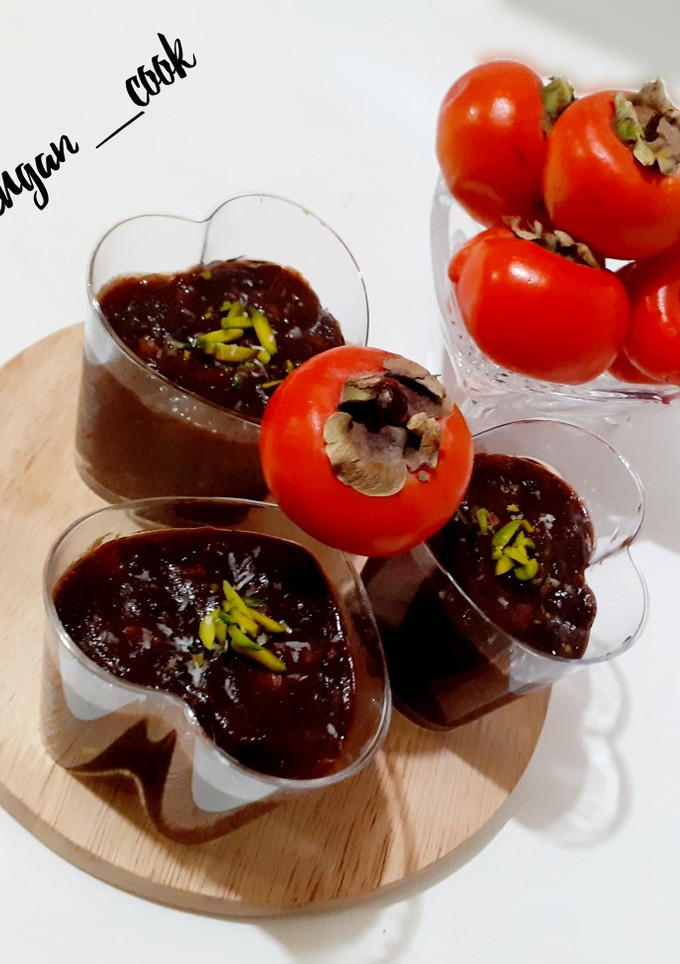 عکسی از دستور دسر کاکائویی خرمالو فقط با دو قلم مواد 👌🏻😋😍