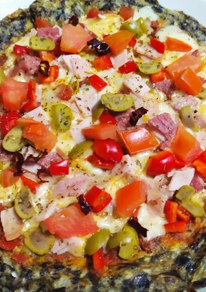 Una foto de Pizza con base de berenjenas