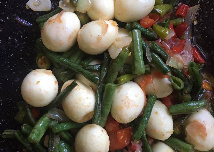 Cara memasak Tumis telur puyuh kacang panjang Anti Gagal
