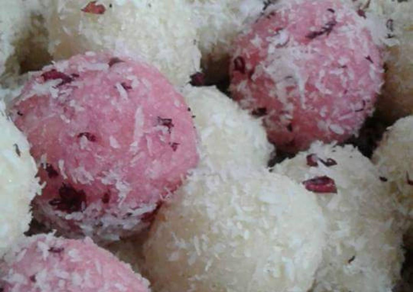 Rosey coconut laddu gulkand infused &<br />almond coconut laddu