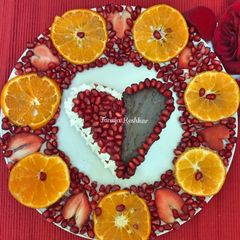 A picture of Water melon heart Chocolate delight.