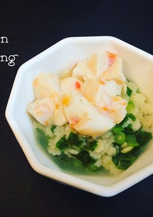 Hình của món Nui sao tôm viên cải ngồng.