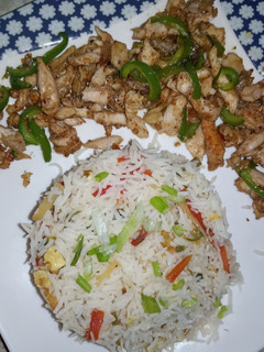 A picture of Fried Rice With Chicken Chilli Dry.