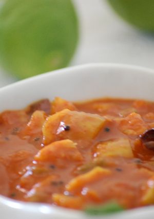 A picture of Lemon Pickle/Naranga Achar.
