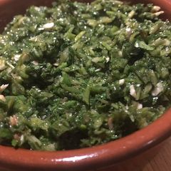 A picture of Watercress and cobnut pesto.