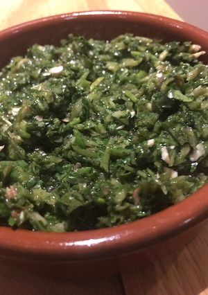 A picture of Watercress and cobnut pesto.