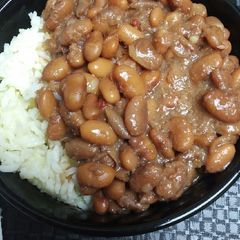A picture of Pinto Beans and Saffron Rice.