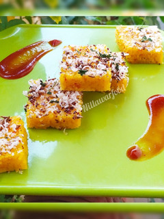 A picture of Besan Khaman Dhokla.
