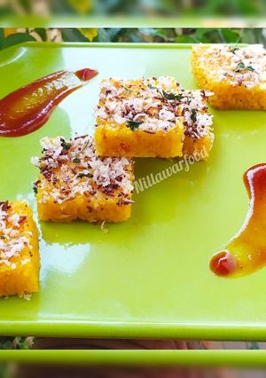 A picture of Besan Khaman Dhokla.