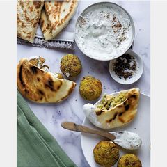 A picture of Healthy Air Fryer Falafel w/ Lemon & Dill Aioli.