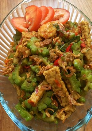 Foto resep Oseng pare udang & tempe