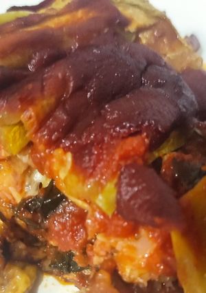 Una foto de Lasaña de Calabacín, Bacon, Mozzarella y Tomate