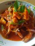 Asam manis pedas,(ikan kakap merah)