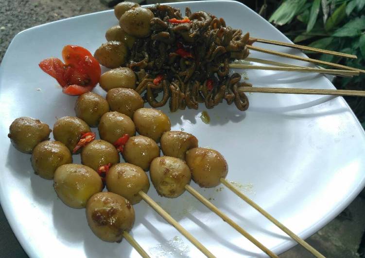  Resep  Sate telur  puyuh  sate usus ala HIK Angkringan  