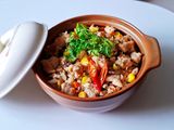 Cơm GÀ nấu rau củ bằng nồi cơm điện