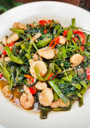 Foto resep Cah kangkung udang saos tiram ala binsele
