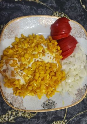 عکسی از دستور سیب زمینی و تخم مرغ در سرخ کن