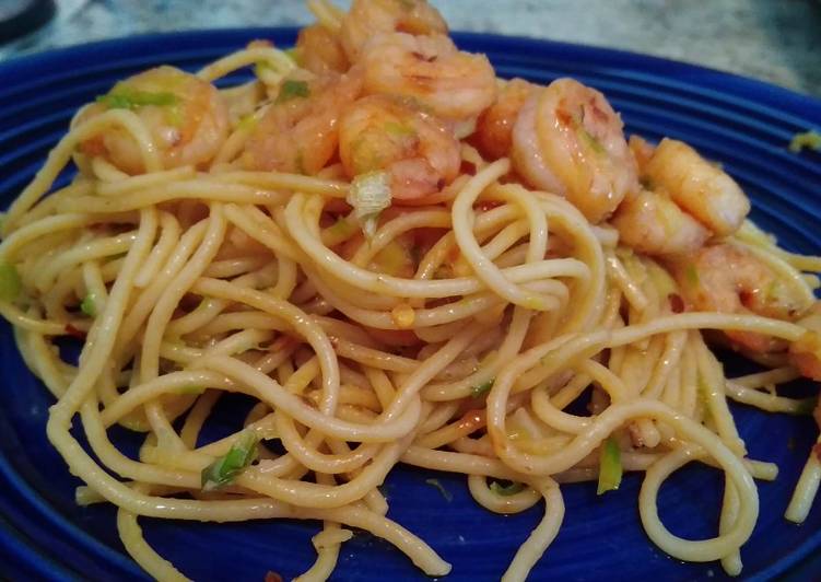 Bagaimana Membuat &#34;Recook&#34; Spaghetti with shrimps and Scallions paste Anti Gagal