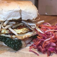A picture of Gorilla Stack with Slaw Side.