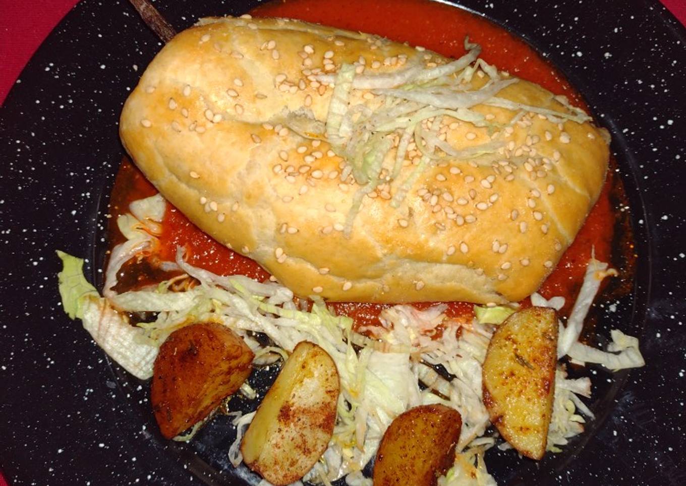 Rollo de chile poblano hojaldrado