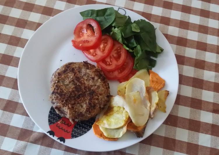 Hamburguesa vegana con espinacas frescas