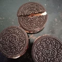 A picture of Mylees double chocolate Oreo biscuit.