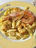 Pasta gamberi e zucchine al curry