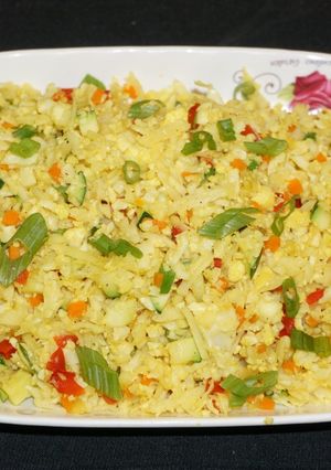 A picture of Cauliflower Rice with Sautéed Vegetables.
