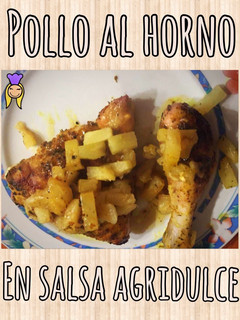 Una foto de Pollo al horno con anana, en salsa agridulce