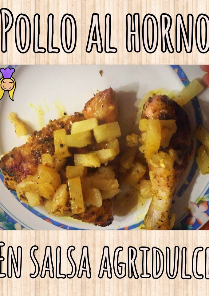 Una foto de Pollo al horno con anana, en salsa agridulce