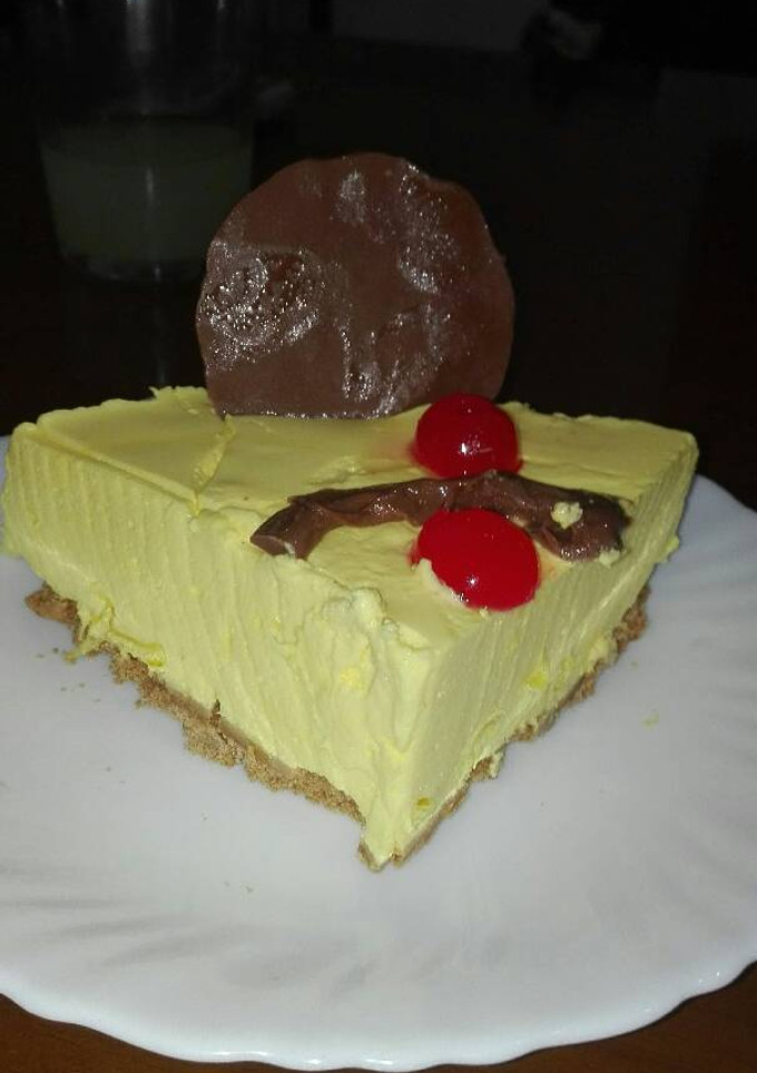 Una foto de Tarta de mousse de melocotón y queso