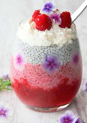 Une photo de Chia pudding ombré à la framboise