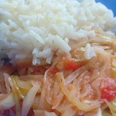 A picture of Rice and cabbage# local food contest _nairobi west.