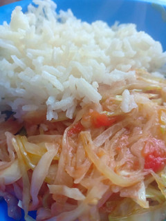 A picture of Rice and cabbage# local food contest _nairobi west.
