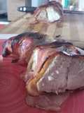 Pulpa envuelta en tocino con miel