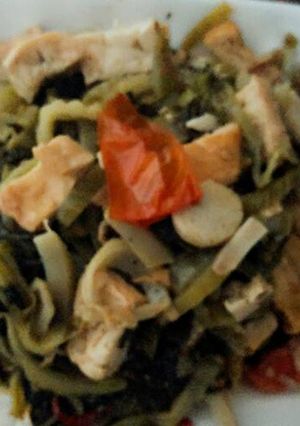Foto resep Tumis sawi asin dengan tahu kuning (non-halal)