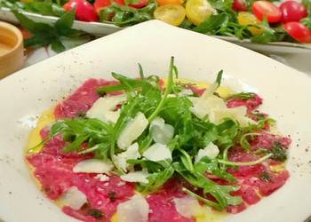 New Recipe Beef Carpaccio with Arugula pesto oil and truffle paste Delicious and Healthy New Recipe Beef Carpaccio with Arugula pesto oil and truffle paste Delicious and Healthy