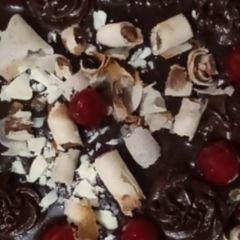 Moist eggless chocolate cake A picture of Moist eggless chocolate cake.