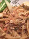 Mezzanelli cavolfiori caciocavallo ubriaco con pan grattato e mandorle tostati con elicriso (curry)