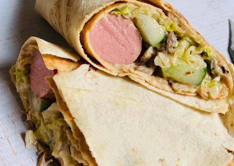 Recipe: Delicious Beef sausage shawarma