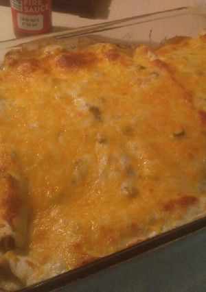 A picture of Jalepeno & Sour Cream Chicken Enchiladas.